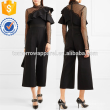 Croppe Rüschen Guipure-Spitze und Crepe Jumpsuit Herstellung Großhandel Mode Frauen Bekleidung (TA30015J)